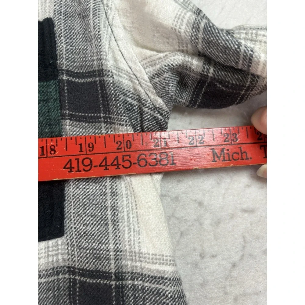 American Eagle Patchwork Plaid Flannel Shirt Long Sleeve Button Up Small Blue/Gr